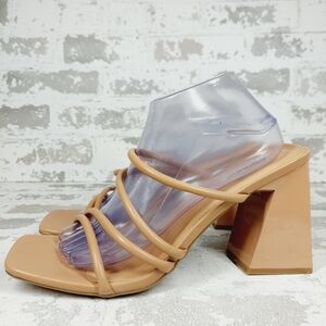 New Abound Austry Tan Mocha Tubular Strappy Heeled Sandal  i317